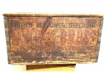 Antique Wooden Advertising Crate With Original Lid