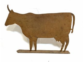 Folk Art Steer Cow Weathervane Steel With Great Riveted Strapping