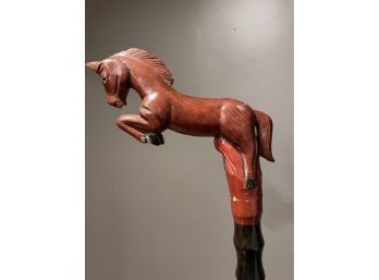 Vintage Carved Horse Walking Cane