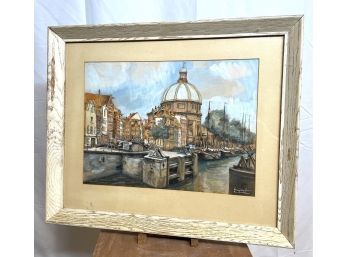 Antique Signed Water Color Amsterdam