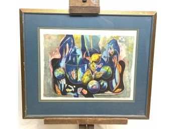 Signed Mid Century Abstract Still Life Print