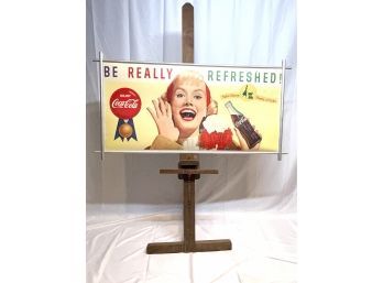 Vintage Coca Cola Advertising Poster In Aluminum Frame - As Is