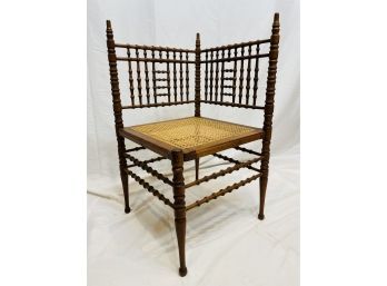 Antique Corner Chair With Caned Seat In Excellent Condition