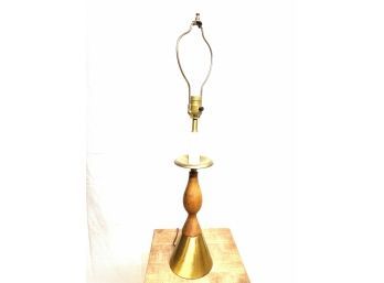 Modern Teak And Brass Table Lamp No Shade