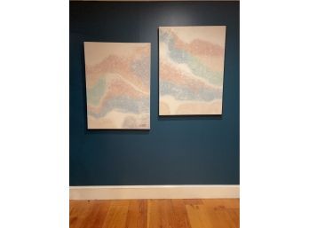 Pair Of Post Modern Vanguard Modern Art Paintings