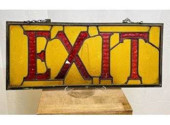 Antique Leaded Glass Exit Stained Glass Window