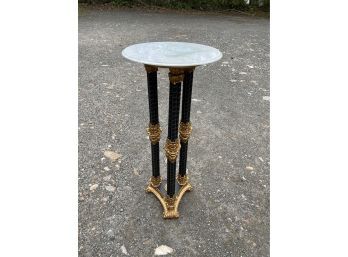 Antique Black And Gold Marble Top Pedestal Table