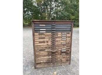 Antique Hamilton Wooden Flat File - Printers Typeset Cabinet - Oak