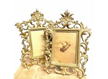 Antique Victorian Cast Iron Gold Painted Frames Ornate