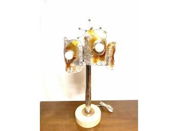 Italian Chrome And Murano Glass Mid Century Table Lamp By TONI ZUCCHERI