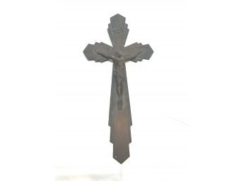 Art Deco Solid Bronze Crucifix Wonderful Quality