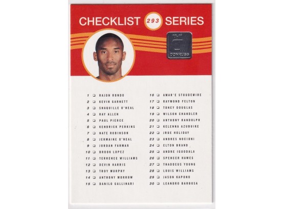 2010-11 Panini Donruss Check List  Kobe Bryant