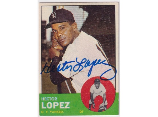 1963 Topps Hector Lopez Estate Found Autograph Card