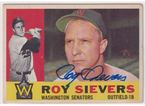 1960 Topps Roy Sievers Estate Found Autograph Card