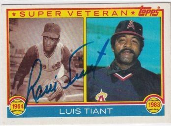 1983 Topps Super Veteran Luis Tiant Estate Found Autograph Card