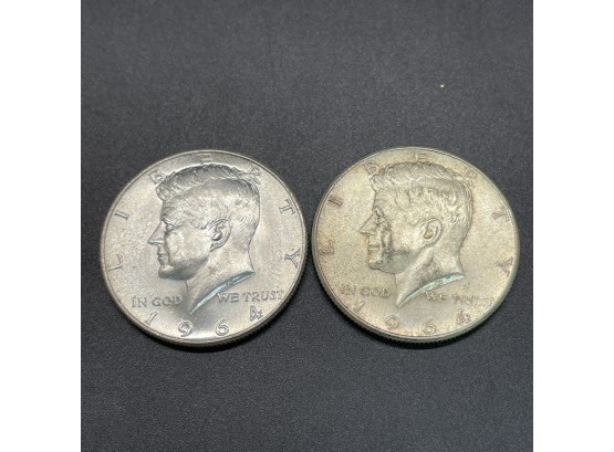 2 1964 JFK Half Dollars