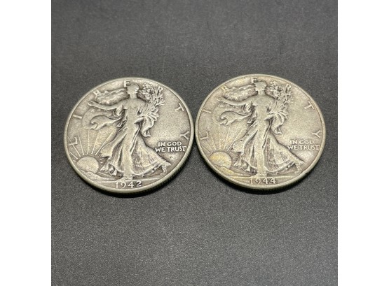 2 Walking Liberty Half Dollars  1942 & 1944