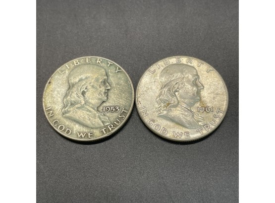 2 Ben Franklin Half Dollars 1953 & 1961