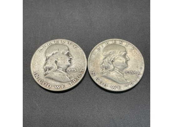 2 Ben Franklin Half Dollars 1951 & 1954
