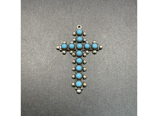 Native American Sterling And Turquoise Cross
