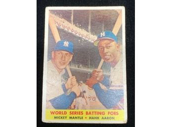 1958 Topps World Series Batting Foes Mickey Mantle/ Hank Aaron
