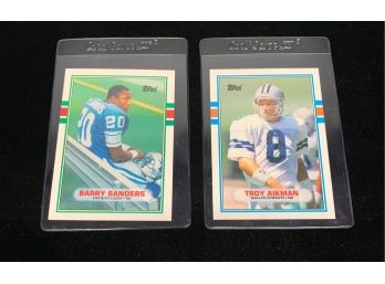 1989 Topps Traded Barry Sanders And Troy Aikman Rookie Lot