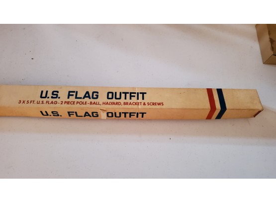 Vintage Flag In Original Box With Pole