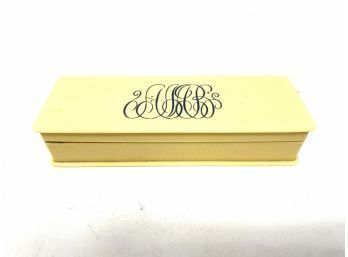 Vintage Celluloid Monogrammed Trinket Box