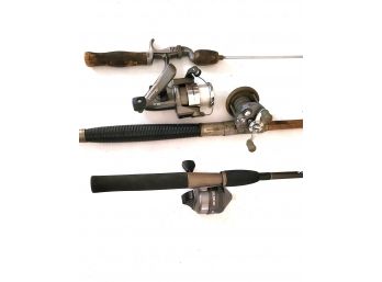Collection Of 3 Vintage Fishing Rods And Reels
