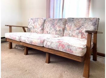 Vintage Three Seat Sofa - Wood Frame - Upholstery In Good Condition - Solid