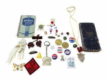 Collectibles Lot - Great Finds - Keychains, Patches, Pins, Heinz Pickles, Antique Diary And More!!!