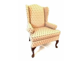 Queen Anne Style Upholstered Wingback Arm Chair - Pineapple Print