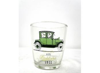 Vintage Juice Glass With Antique Cars Printed