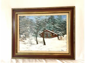 Cabin In Snow - Framed - 18 X 24