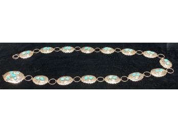 38' Sterling And Turquoise Concho Belt