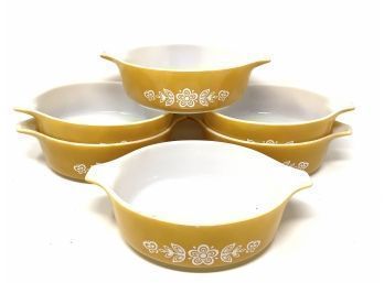 Vintage Pyrex Butterfly Gold Pattern Individual Casseroles