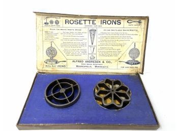 Antique Rosette Irons In Original Box