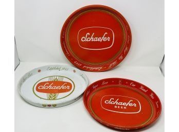 Trio Of Schaefer Beer Trays In Varying Sizes And Colors America's Oldest Lager Beer