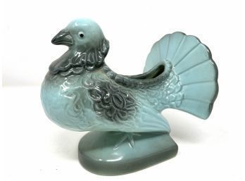 Vintage Hull USA Bird Planted In Blue And Deep Grey Glaze