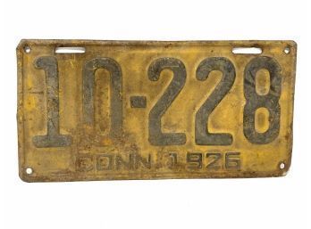 1926 CT License Plate In Original Paint