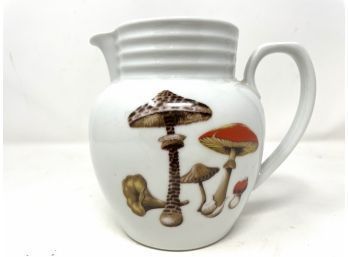 Bareuther Waldsassen Bavaria Germany Pitcher With Mushroom And Eggplant Design