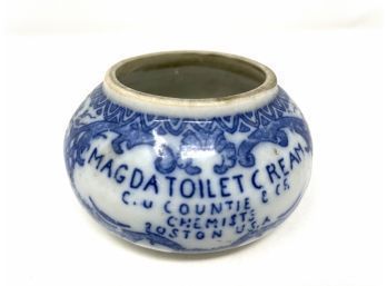 Magda Toilet Cream Antique Porcelain Jar Circa 1890 - 1910