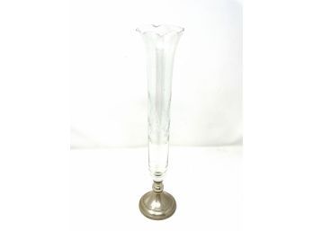 Antique Etched Glass Bud Vase