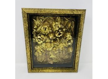 Circa 1800 Punched Tin Floral Mourning Bouquet Diarama