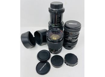 Trio Of Zoom Lenses Including Bonus Lens Covers And Vivitar Small Lens Case