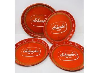 Set Of 4 Matching Schaefer Beer Trays In 2 Sizes