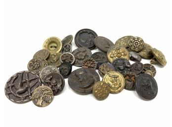 Collection Of Antique Buttons - Figural And Ornate , Truly Unique!!