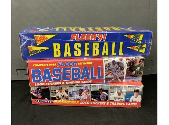 3 Fleer Baseball Complete Sealed Sets! 1988, 1989, 1991