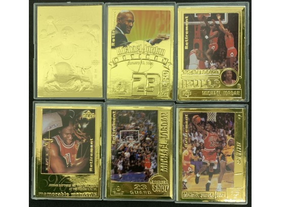 6 Upper Deck 22 Karat Gold Michael Jordan Authenticated Photo Cards