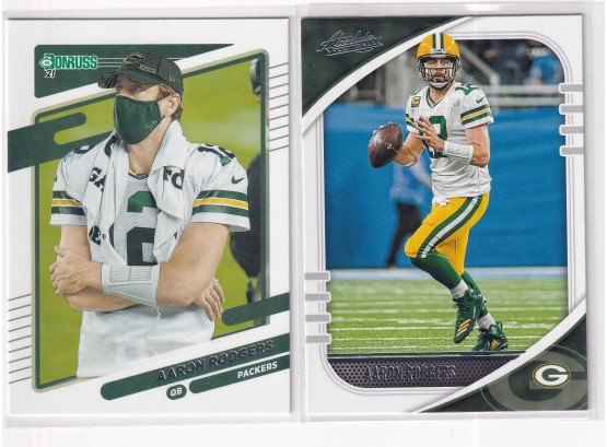 2 Panini Aaron Rodgers Cards Including Mask Variation